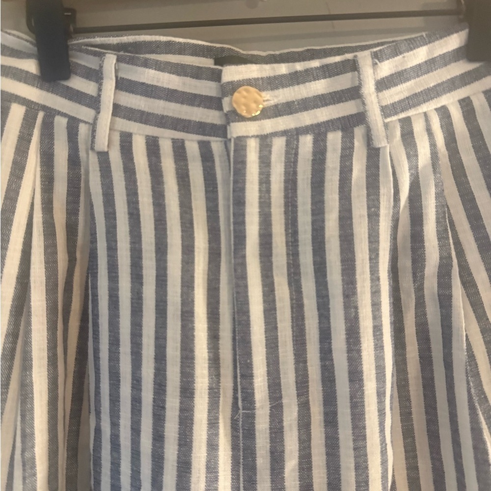 Aqua Striped Wide Leg Pants in Blue and White - Picture 4 of 10